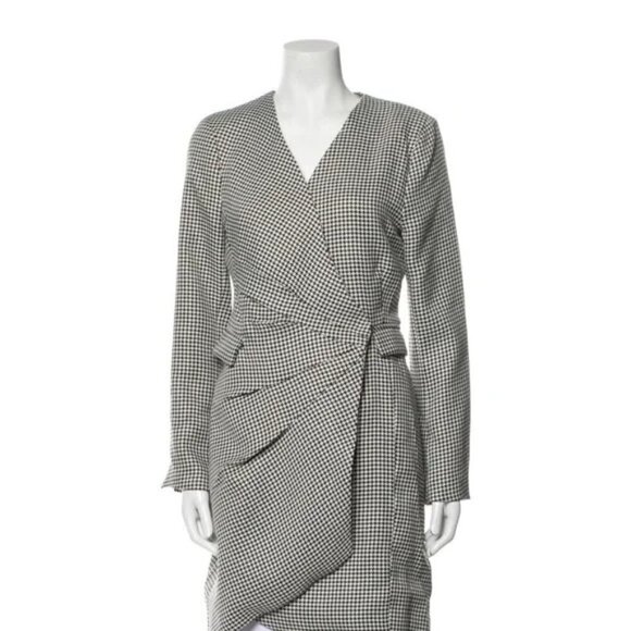 Jason Wu Houndstooth Blazer Wrap Mini Dress Long Sleeves Black Size Medium - Picture 1 of 4